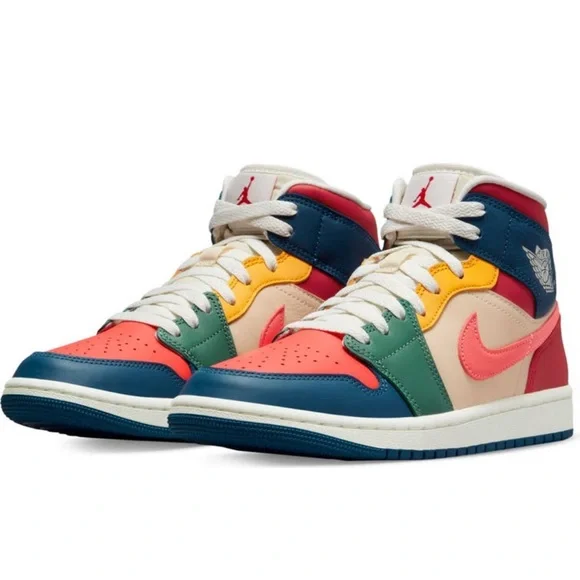 Women's Air Jordan 1 Mid SE in French Blue/Magic Ember - Picture 11 of 13